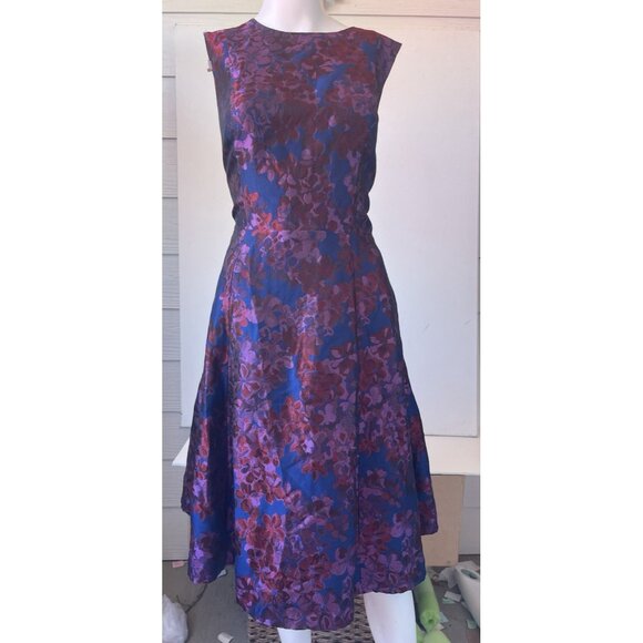 Badgley Mischka Couture for Nordstrom Floral Jacquard Fit & Flare Dress Size 12 - Picture 10 of 11